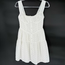 Lulu's White Profound Sweetness Eyelet Bustier Mini Dress Small NWOT Wedding