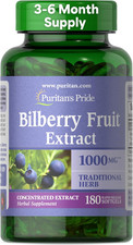 Puritans Pride Bilberry Extract 250Mg 180 Softgels Vitamin C Eye Health