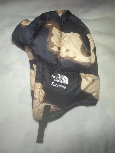 Chapeau de soldat Supreme The North Face rare imprimé denim blanchi L/XL
