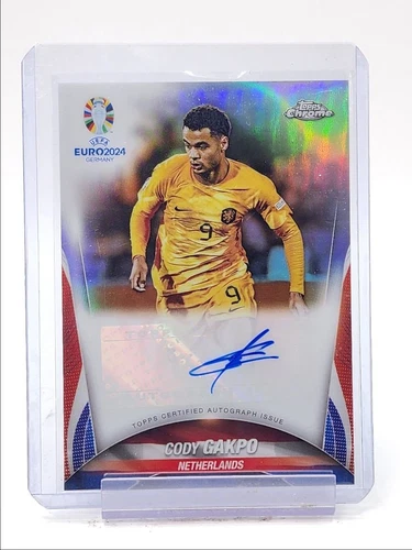 CODY GAKPO 2024 TOPPS CHROME UEFA EURO AUTOGRAPH REFRACTOR AUTO Q0829