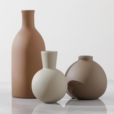  Ceramic Vase Set of 3 Neutral Vases Home Decor Modern Flower Pottery Vase 