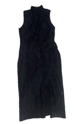 michael kors black halter dress Lace Midi Size S Elegant Neck Sheath EUC Women's NEWRTW