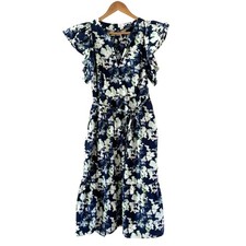 A New Day Floral Tiered Midi Dress Womens Size M Ruffle Boho Cottage