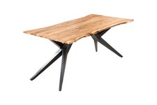 Esstisch Baumkante Akazie naturfarben 200 x 100 cm Airloft-Metallgestell schwarz