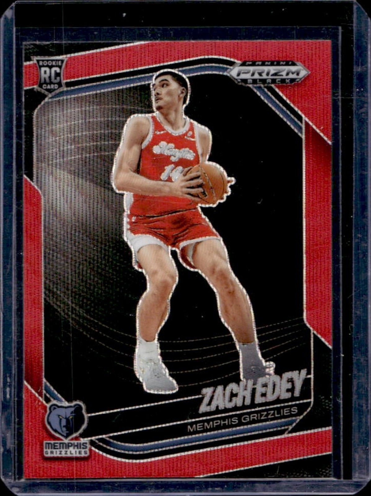 2024-25 Prizm Black Zach Edey RC Ruby Wave Prizm Rookie #64 Grizzlies