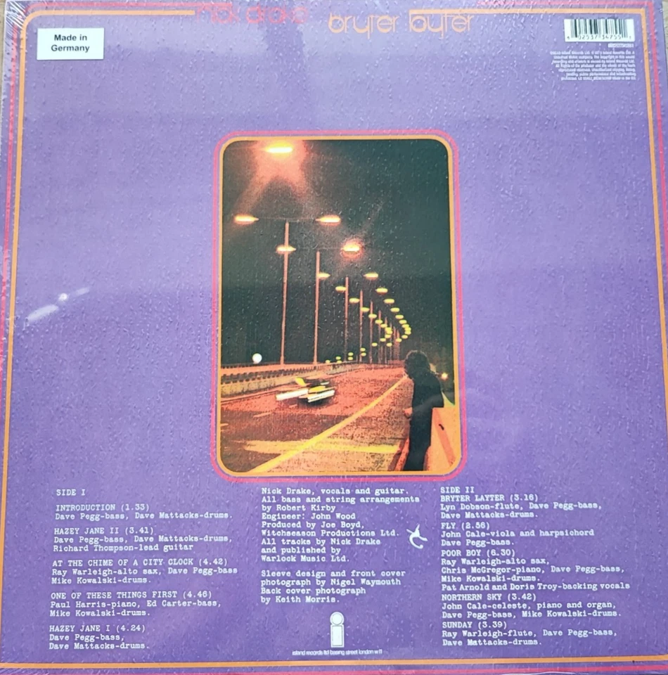 Nick DRAKE ‎– Bryter Layter - 2013 Textured sleeve  as the original pressing /S - Photo 2/3