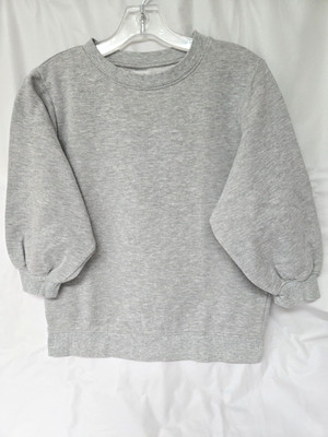 WORN ONCE!-Amazon Essentials Womens Sweatshirt- 3/4 Sleeve- Fr. Terry-Sz Sm-Gray