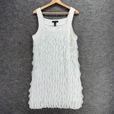 Style&co. Dress Women M White Shift Midi Sleeveless Ruffle Square Neck Pencil