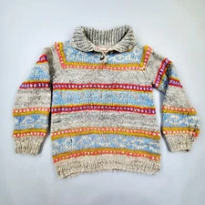 Vtg 70s 80s Paititi Woolens Ecuador Wool Chunky Sweater Hand Knit Fairisle 