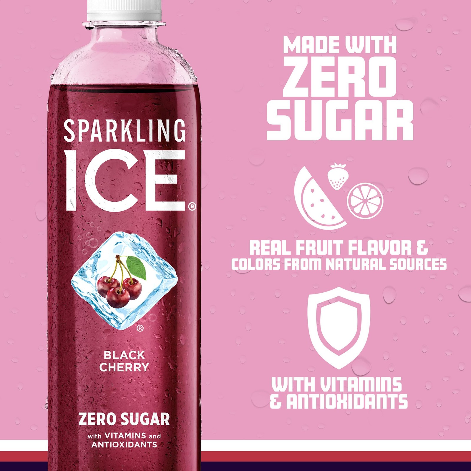 Sparkling Ice, Black Cherry Sparkling Water, Zero Sugar Flavored Water, with ...