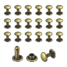 50 Set Leather Rivets 6mm Double Cap Rivets 8mm Height Tubular Studs Bronze 
