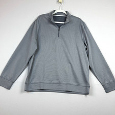Hickey Freeman Grayish Slate Blue Striped Quarter Zip Pullover L Casual