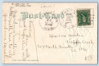 DPO (1856-1976) Ironton WI Postcard Easter Holy Cross Flowers Nash Embossed 1908