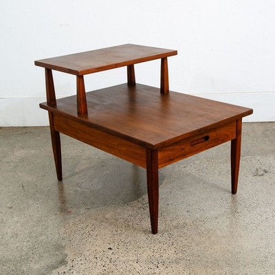 Mid Century Modern Nightstand End Side Table Lane StepUp Walnut Drawer Widdicomb