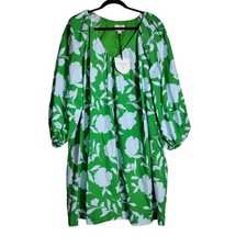 Kate Spade Target Floral Balloon Sleeve V-Neck Mini Dress Green White 1X NEW