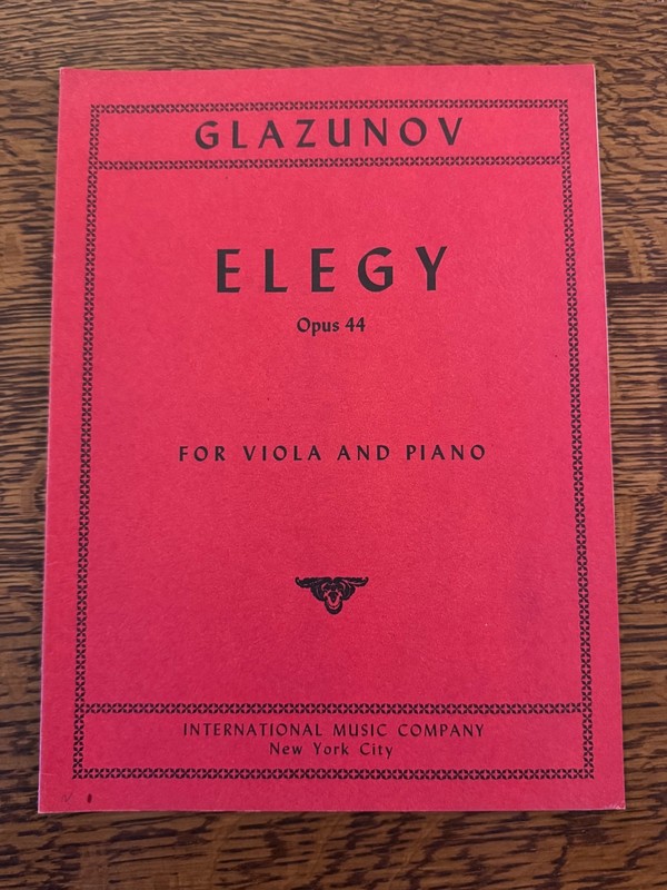 Glazunov Elegy for Viola and Piano, Op. 44 - new part/score -  FREE SHIPPING!