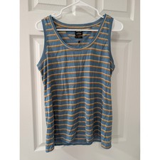 Prana, Wmns Large, Triple R Cozy Up Tank, Blue Stripe, Outdoor, Granola, Hemp