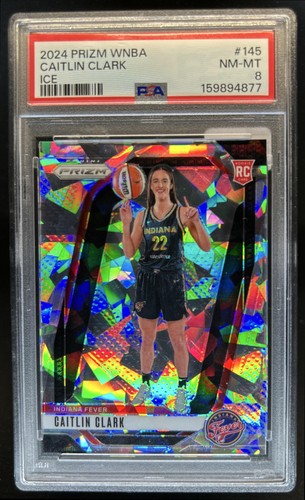 2024 Panini WNBA Prizm Caitlin Clark Ice Rookie RC #145 Fever PSA 8