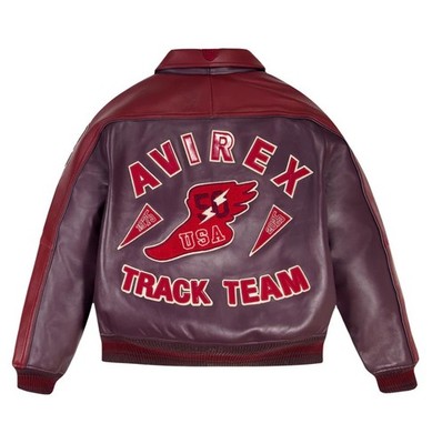 Men Avirex Track Team Bomber American Flight Jacket Faux Leather Jacket for Men
