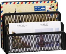 Mail Organizer for Desk, 3-Slot Mesh Metal Mail Holder Countertop