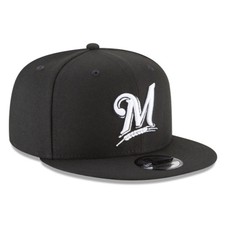 Brand New 9FIFTY Baseball Cap - MLB Milwaukee Brewers Basic Black Snapback Hat