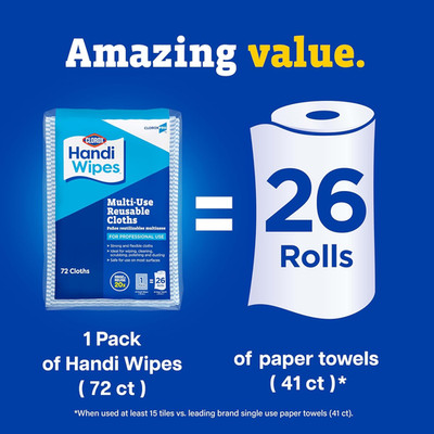 Clorox Handi Wipes Multi Use Reusable Cloths, 72 Count