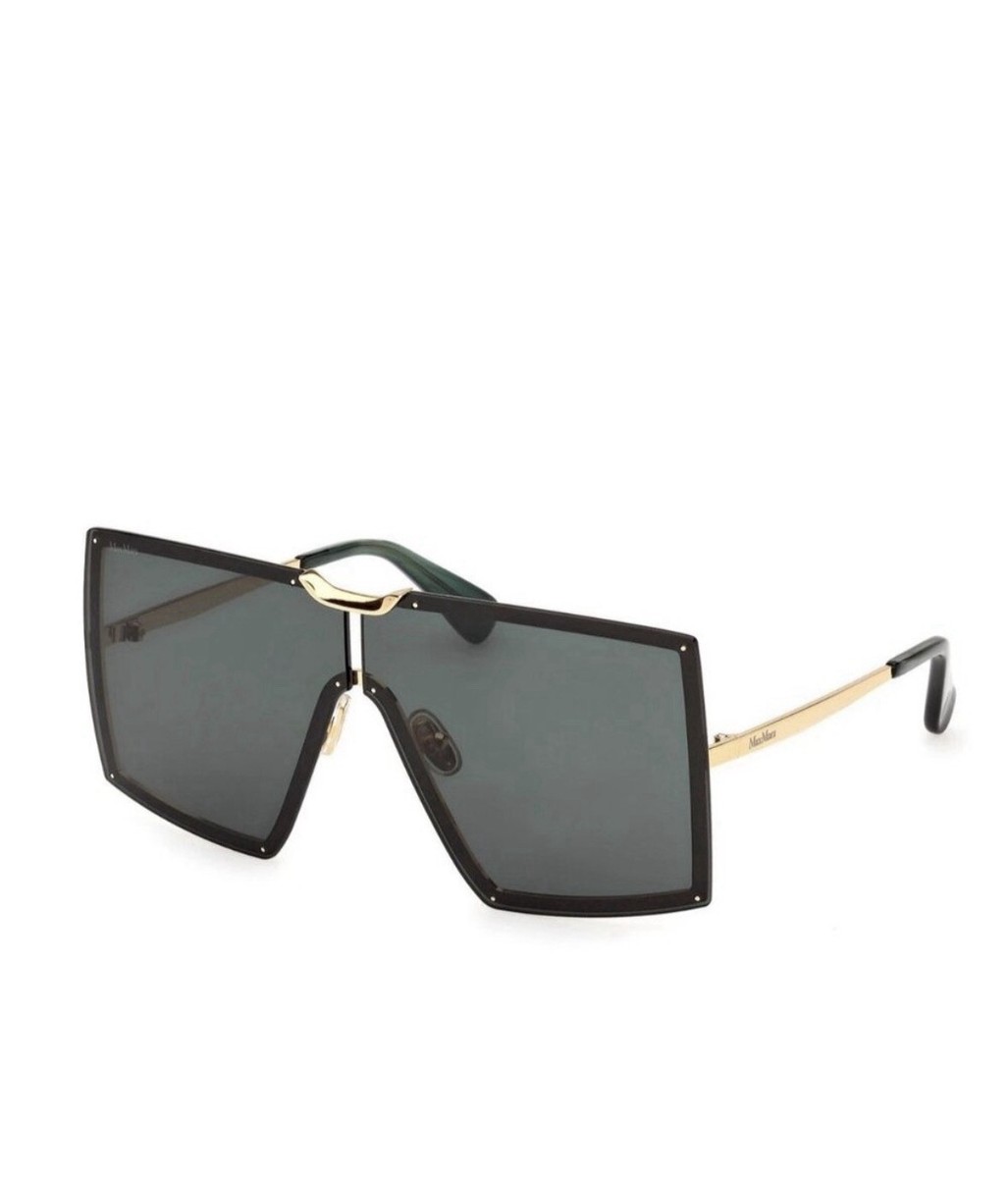 Max Mara Shield Sunglasses Oversized Gold Green Max Mara Elsa Petite Oversized Sunglasses in Green | Lyst main image 3