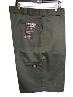 dickies mens loose fit olive green twill cell phone pocket work shorts size 42