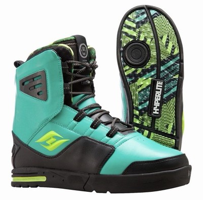 HYPERLITE WEBB MENS WAKEBOARD BOOTS BLACK / GREEN SIZE 12 NEW W/ TAGS