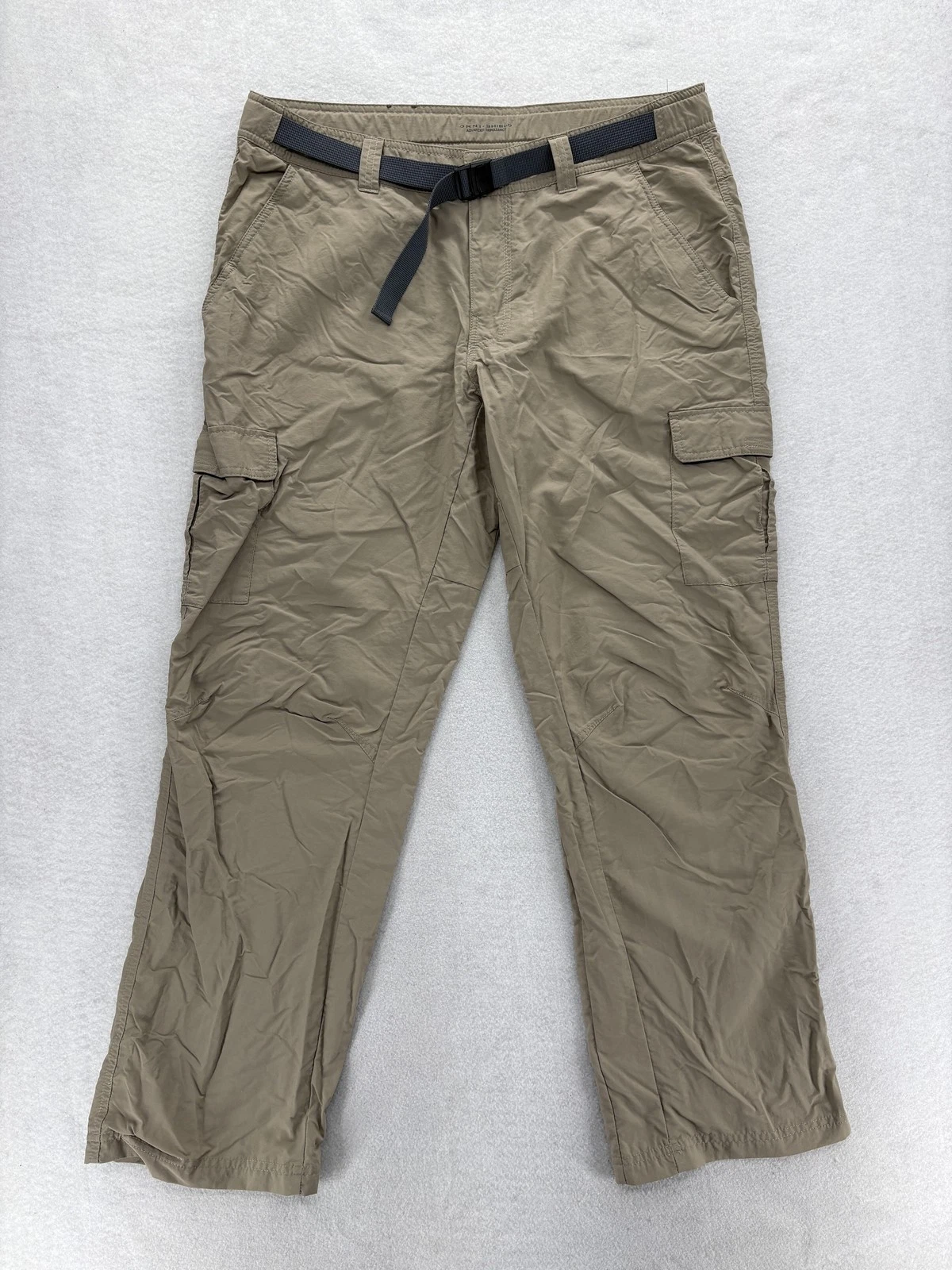 Columbia Cascades Explorer Pants Mens 38x32 Beige Belted Hiking Omni-Shade Trail