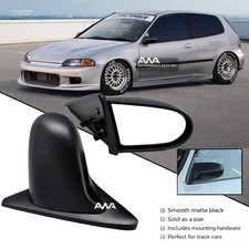 For 92-95 Honda Civic Eg 2dr 3dr Spoon Style Matte Black Manual Side Mirrors