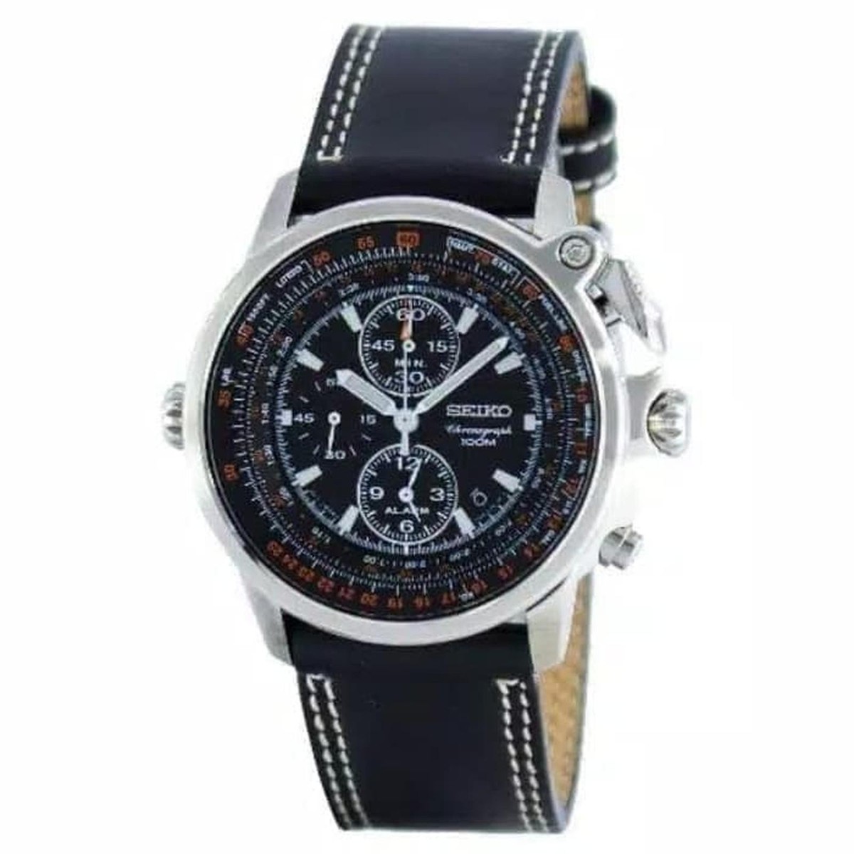 SEIKO Pilot SNAB73P1 Chronograph FlightMaster Alarm Watch Quartz