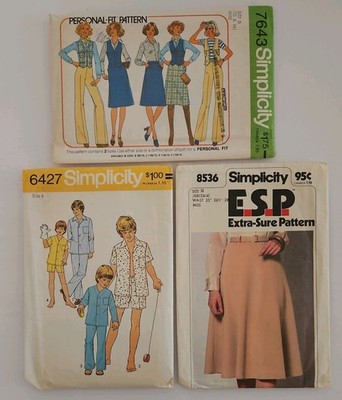 Simplicity Patterns, lot Of 3 From The '70s. Pattern #'s 8536, 6427, And 7643.