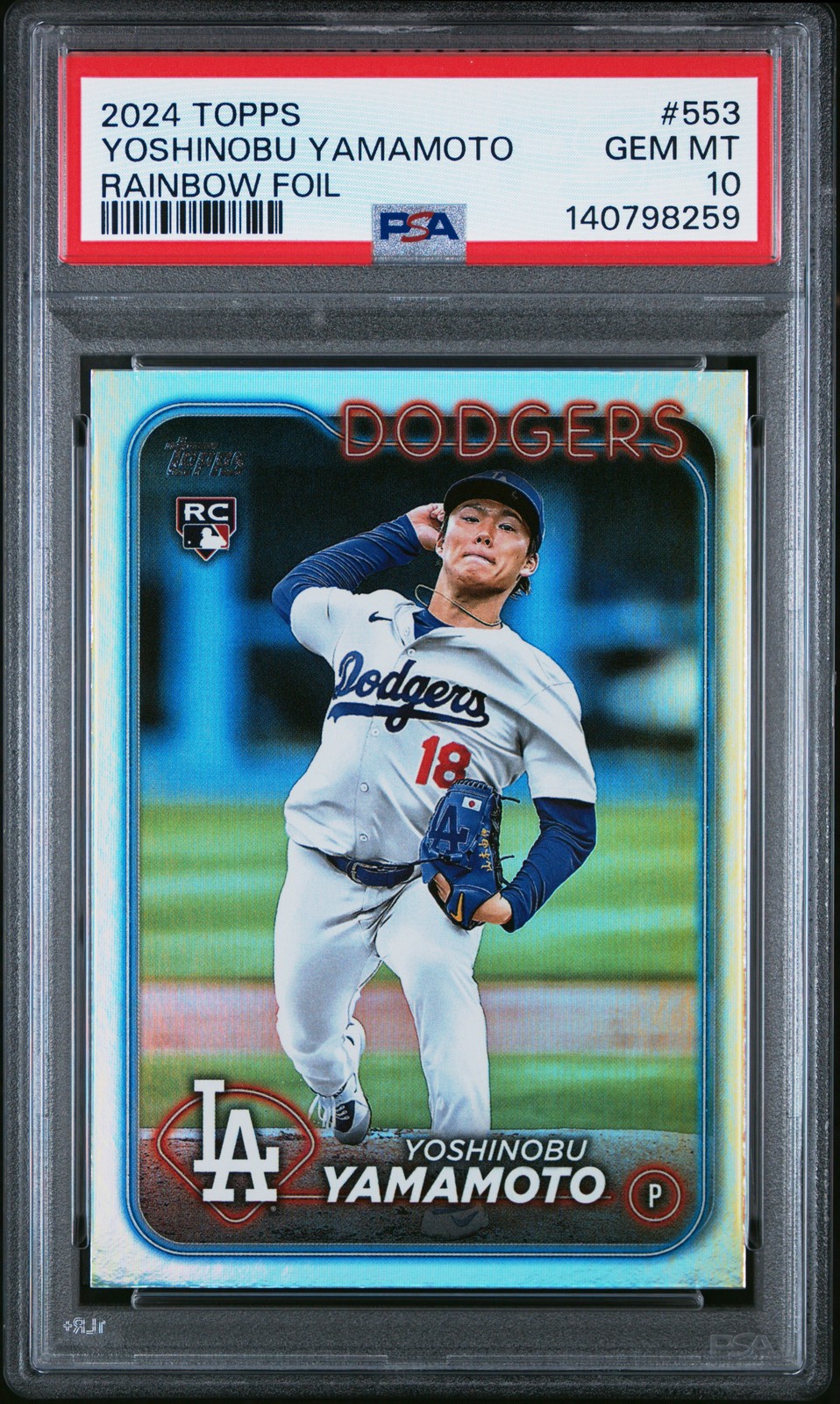 2024 TOPPS RAINBOW FOIL #553 YOSHINOBU YAMAMOTO ROOKIE RC PSA 10