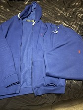 Polo Ralph Lauren Blue Tracksuit Set Men's Size XL Hoodie  Pants Fleece Zip