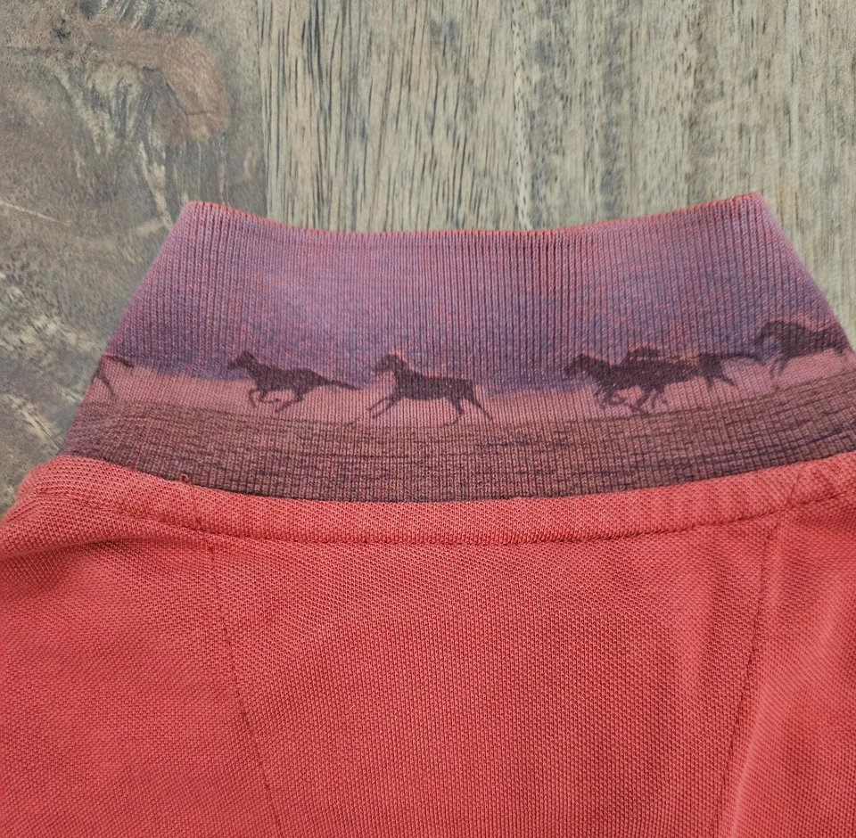 MCS рубашка-поло мужской ржавчины красный/оранжевый большой 100% хлопок лошадей Marlboro классика - Изображение 4 из 4