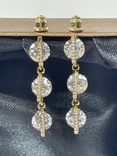Three Stone Drop Dangle Earrings 925 Sterling Silver White CZ Earrings