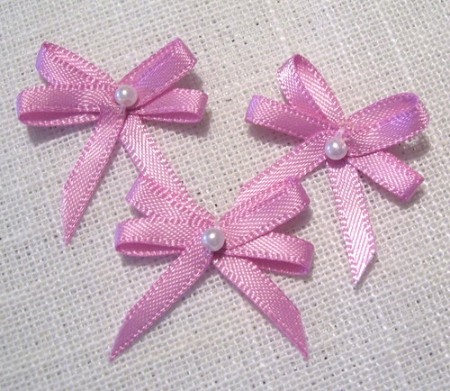LOT de 3 NOEUDS Double en SATIN + PERLE - 25mm - Au choix - couture scrapbooking - Picture 23 of 26
