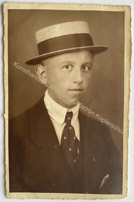 orig. Foto AK Hamburg Herr Mann Hut Kreissägenhut um 1920
