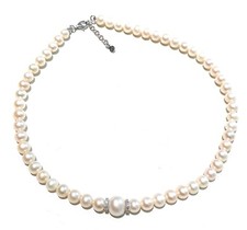 Damen Halskette Süßwasserperlen 925 Silber Zirkonia Elegant Geschenk von Wa Jewels
