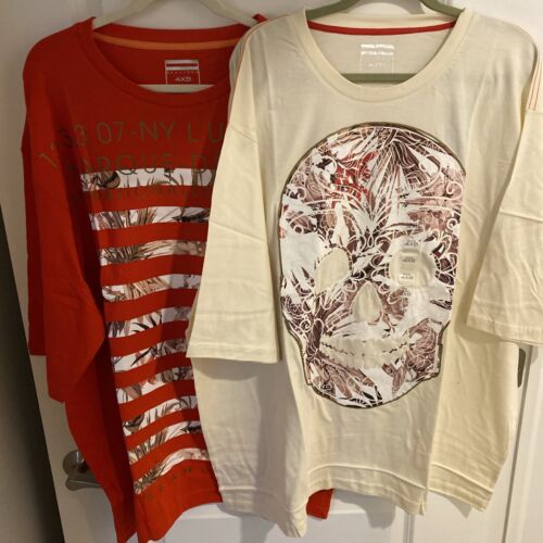 Sean John T Shirt Lot of 2 Mens 4XB Short Sleeve Skull Tropical NEW WITH TAGS