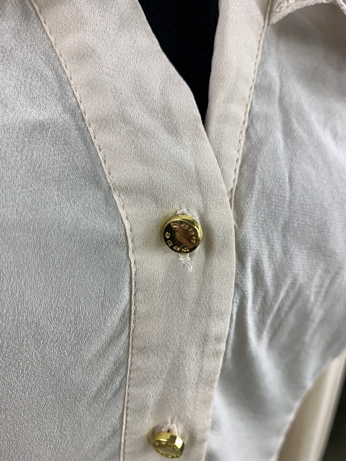 Bebe Flyaway Layered Button Down Silk Blouse Ivor… - image 3