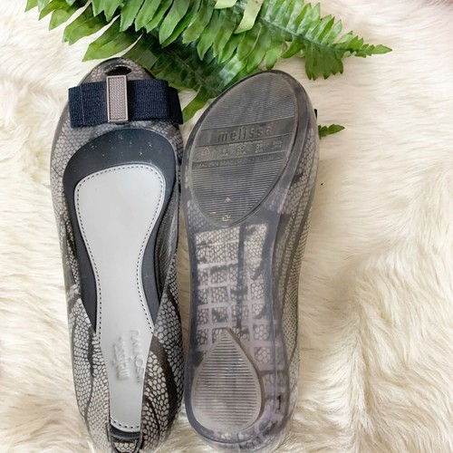 Melissa Jason Wu Gray Peep Toe Jelly Flats Womens Size 8 - Picture 7 of 8