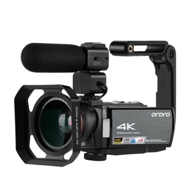 ORDRO AE8 4K Camcorder DV Camera 30MP Still Image Recording w/ Lens Mic #E10