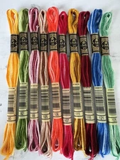 DMC Cotton Variegated Embroidery Floss Thread~Lot of 10 Skeins~Assorted Colors