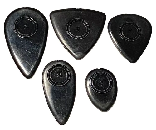 Vintage Guitar Picks-1969 Blissound Nylon-Assorted-Lot of 5- Black-Med-Heavy-NOS