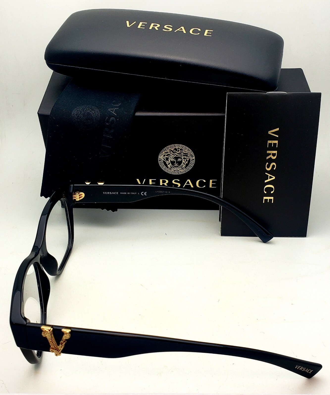 New Versace Reading Glasses VE 3283 GB1 5417 140 Black & Gold Frames