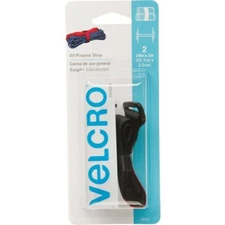 (12-2pk)-VELCRO Brand 1 In. x 18 In. Black All-Purpose Hook & Loop Strap