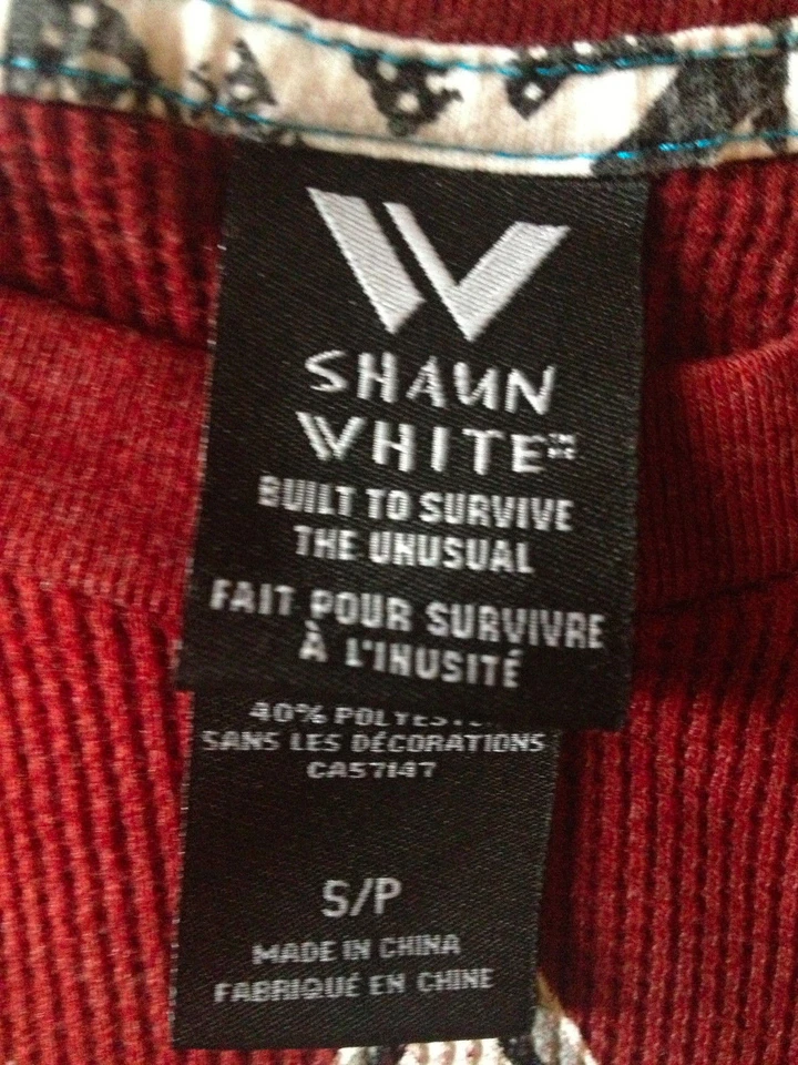 Shaun White Red Long Sleeve Thermal Shirt Boys Sze S Apparel Cotton Garment - Imagem 4 de 4