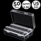 50 Pack 1.34 IN 34 mm Round Coin Capsule Holders w/ Case 4 US Double Eagle Gold